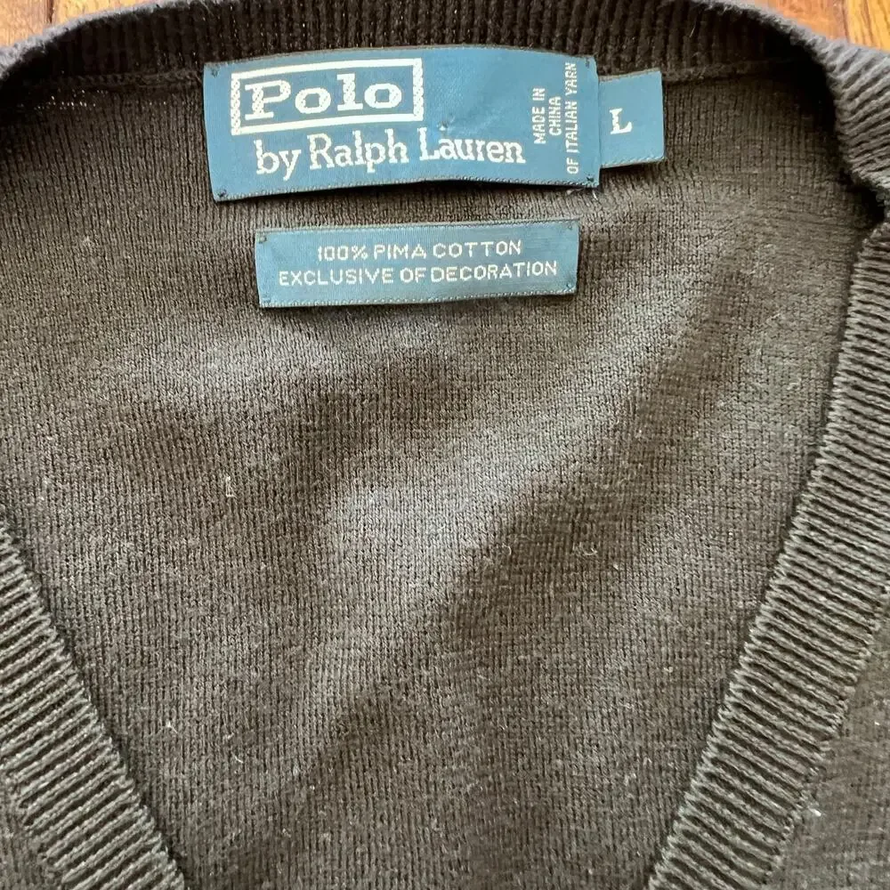 Polo‎ Ralph Lauren Sweater Vest Mens Large V Neck Pullover Classic Pima Cotton